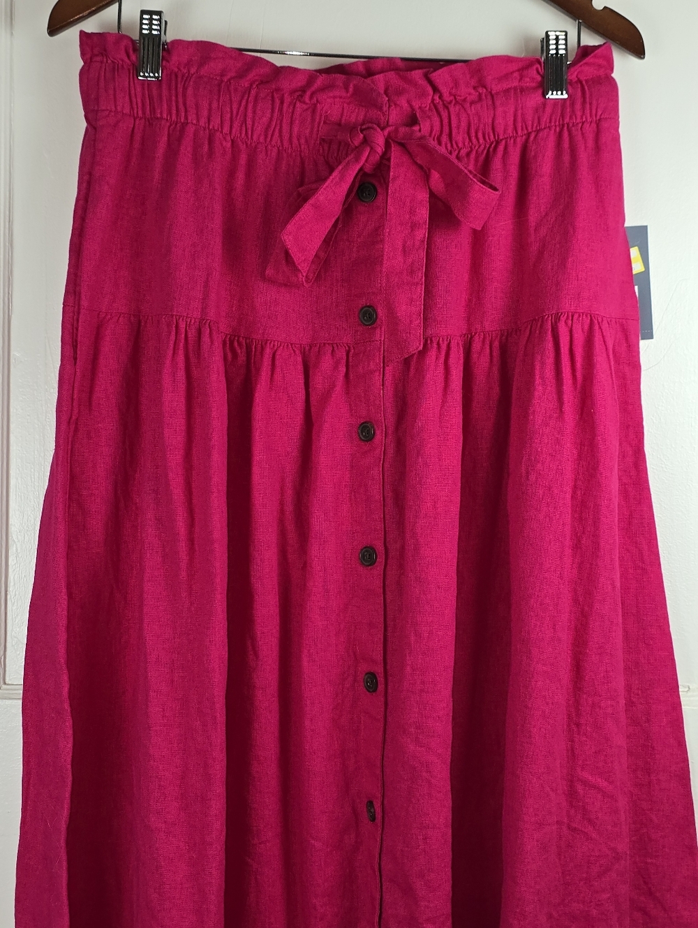 Universal Thread Bright Pink Linen Blend Full Midi Skirt with Pockets New M - Picture 2 of 11